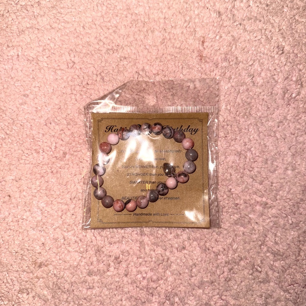 21st Birthday Bracelet in Pink and Purple with Silver Heart